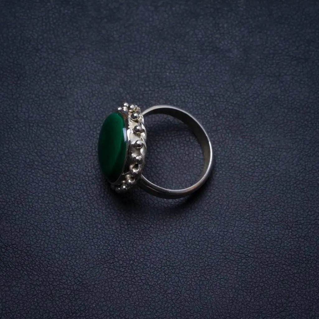 

Natural Malachite Handmade Unique 925 Sterling Silver Ring, US size 5 X1884