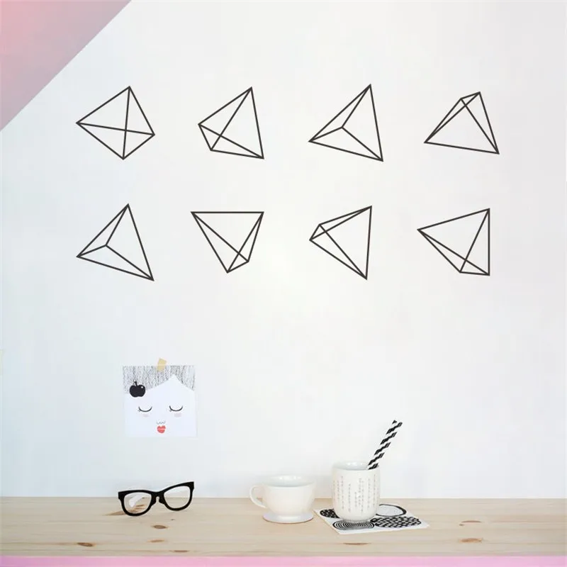 N155 DIY Wall stickers Home decor for kids room geometry 3D Triangular