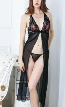 Laies Hot Sexy Lingerie Lace Dress Underwear Black Babydoll Sleepwear and G-string Laies Hot Sexy Lingerie Lace Dress Underwear Black Babydoll Sleepwear and G-string