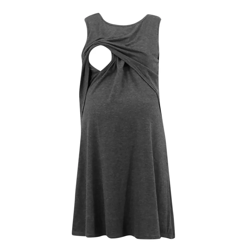 

Maternity Breastfeeding Dresses For Photo Shoot Casual Solid Layered Summer Pregnancy Nursing Dress zwangerschaps kleding