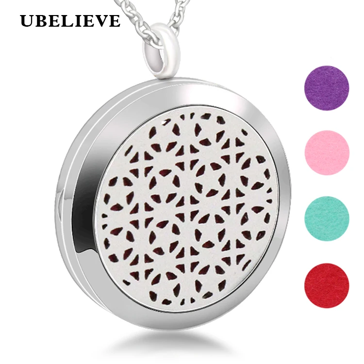 Stainless Steel Aromatherapy Locket Diffuser Necklace Round