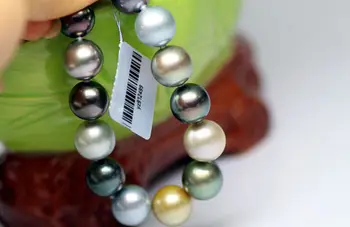 

10-11mm genuine tahitian south seas multicolor pearl bracelet 7.5-8inch