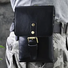 Для мужчин кожаные Crazy Horse Кожа Фанни Талии Сумка сотовый/мобильный чехол для телефона сумка "Почтальон" на ремне Hip Bum пакет