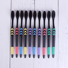 10 шт., двойная ультра мягкая зубная щетка, бамбуковый уголь, нано-щетка, зубная щетка, стоматологический персональный уход за полостью рта, зубная щетка, черные головки