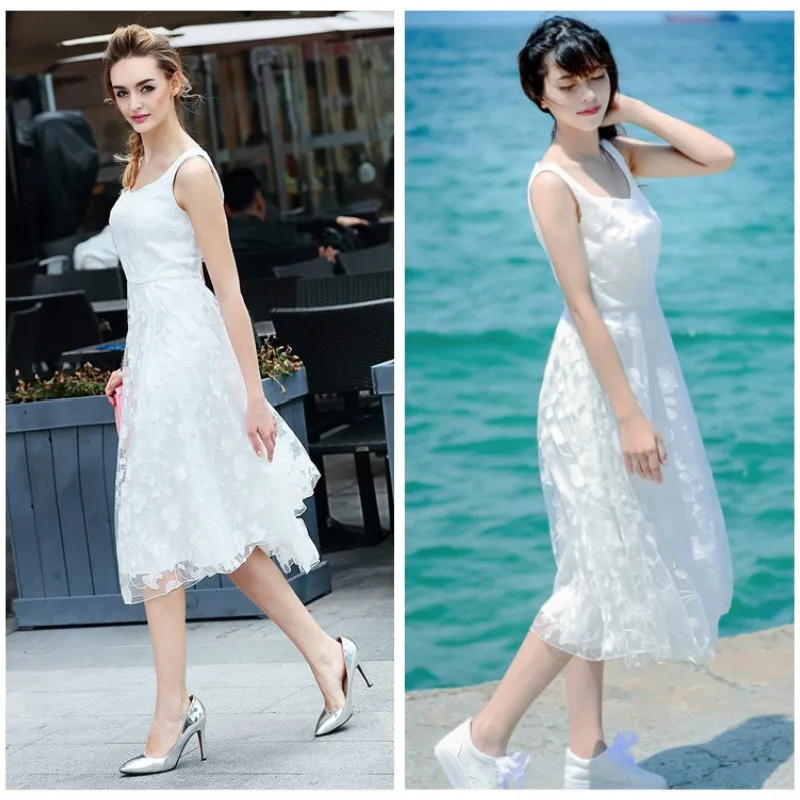 

Deodar Women Summer Dress 2019 New Chiffon V-Neck Solid Female Dress Sexy Hollow Out Sweet Straps Dresses Casual Beach Dress