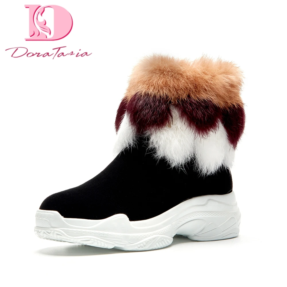 Vaca Negro Calidad Zapatos Alta Dropship Bonitos Doratasia Rusia Caliente Piel De Felpa Botas Marca púrpura Invierno Mantener Mujer Gamuza Nieve wI4UIqnS