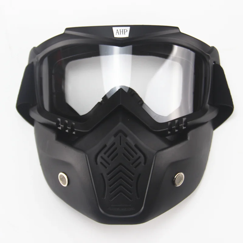 Модульная маска для мотокросса, съемные очки и фильтр для рта, идеально подходит для открытого лица, мотоциклетный полушлем или винтажный