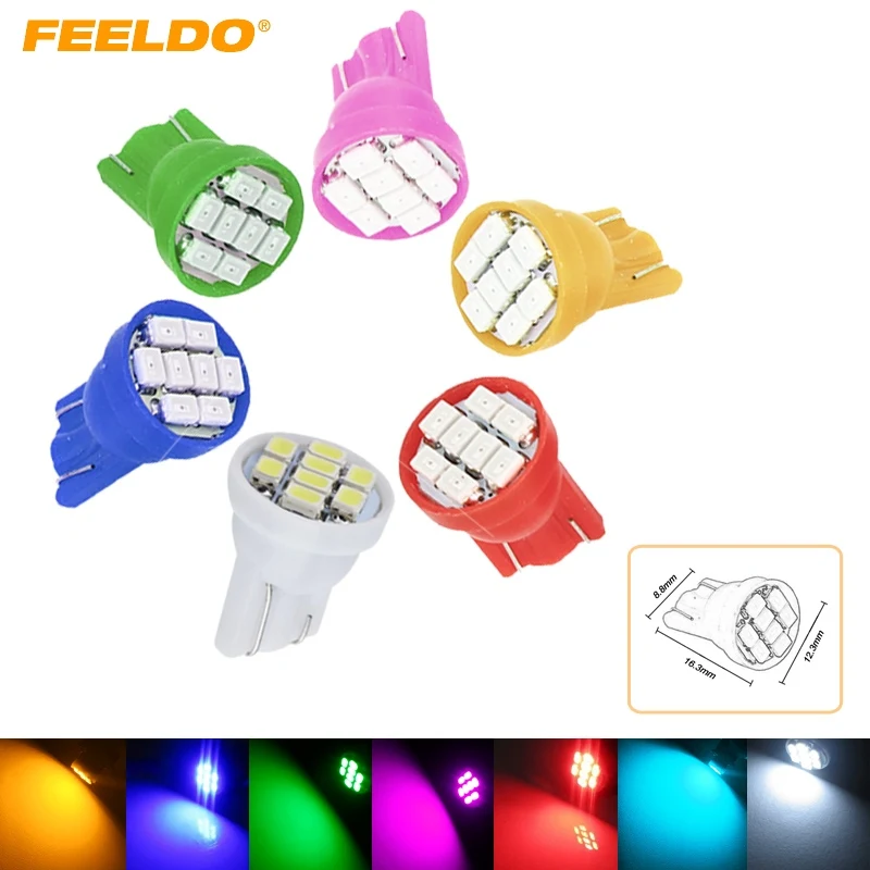 FEELDO, 50 шт в наборе, высокое Мощность 7-Цвет T10 194 168 1206 Чип 8SMD Клинообразная основа автомобиля Светодиодный лампочки # HQ2615