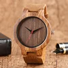 2022 Top Gift Black/Coffee/Green Dial Natural Bamboo Wood Watch Men Women Genuine Leather Wooden Clock Male hour Reloj de madera ► Photo 3/6
