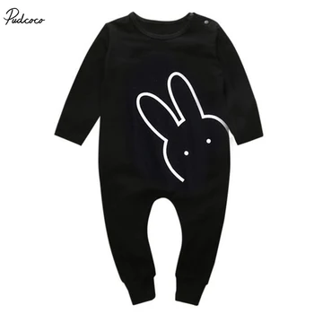 

Newborn Baby Boys Girls 2017 New Rabbit Bunny Romper Warm Long Sleeve Black Jumpsuit Autumn Clothes Outfits