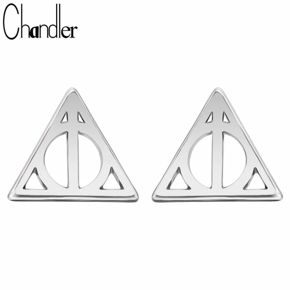 Чандлер крошечные Дары смерти лунный треугольник серьги-гвоздики для женщин геометрический этический Букле д 'ореиль Femme Bijoux