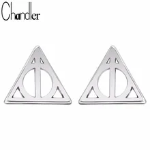 Чандлер крошечные Дары смерти лунный треугольник серьги-гвоздики для женщин геометрический этический Букле д 'ореиль Femme Bijoux