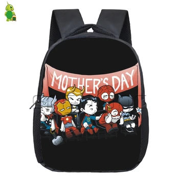 

Cute Super Hero Mother's Day Printing Backpack Kids Book Bag Chibi Batman Superman Iron Man Kindergarten School Backpacks