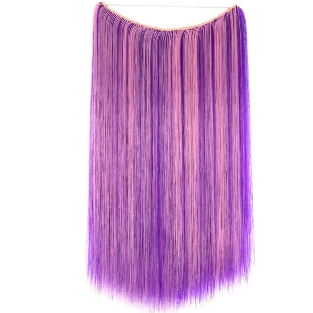 TOPREETY Heat Resistant Synthetic Hair 100gr Silky Straight Elasticity Invisible Wire Halo Hair Extensions 8006