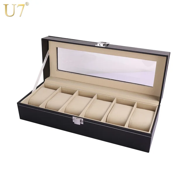 Aliexpress U7 Watches Bracelets Holder Organizer Box 6 U7 Watches Bracelets Holder Organizer Box 6 Compartments Chic Storage Case Black High Quality Pu Leather