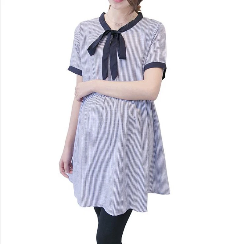 

Maternity summer dress for pregnant women Stripe Loose Long section Pregnancy dress robe grossesse ete pregnancy clothes 2018