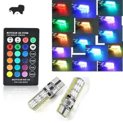 2 шт. автомобиль RGB светодиодный 12 В T10 светодиодный RGB 5050 6SMD пульт дистанционного управления чтения Клин сигнальная лампа