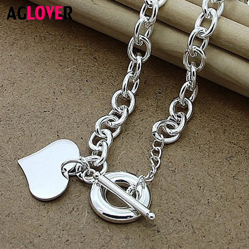 

Real 925 Silver Heart Pendant Necklace Fashion Woman / Couple Glamour Necklace Jewelry Gift Wholesale