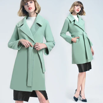 

Spring Autumn Long Trench Coat For Women Belted Office Green Mode Femme 2019 Spring Women Clothes Ladies Coats Moda Mujer