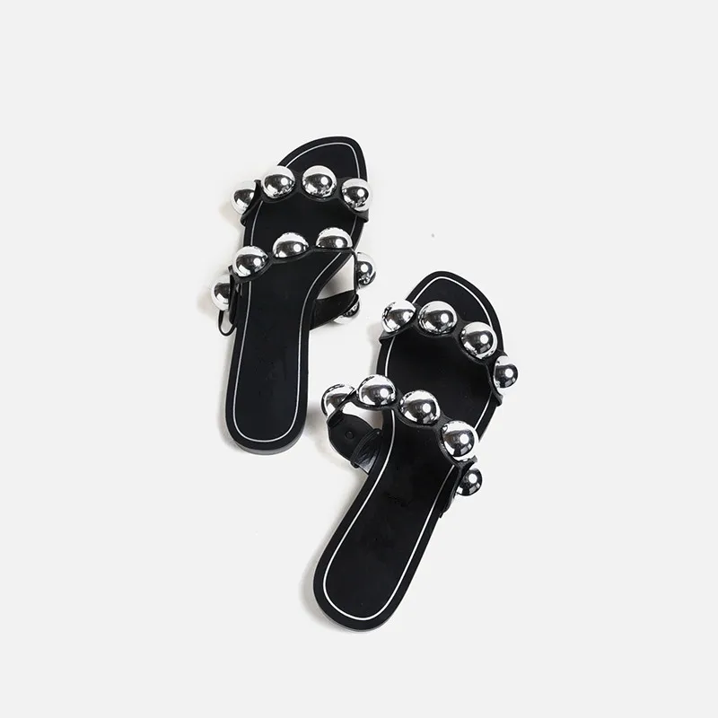 

MONMOIRA Pearl Women Sandals Summer Women Slippers Slip on Flat Sandals Sandalias Mujer Sandale Femme SWC0172