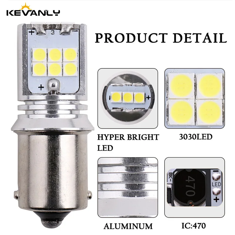 2шт P21W led BA15S PY21W BAY15D P21/5W 1157 1156 3030 15SMD сигнальный светильник заднего хода для
