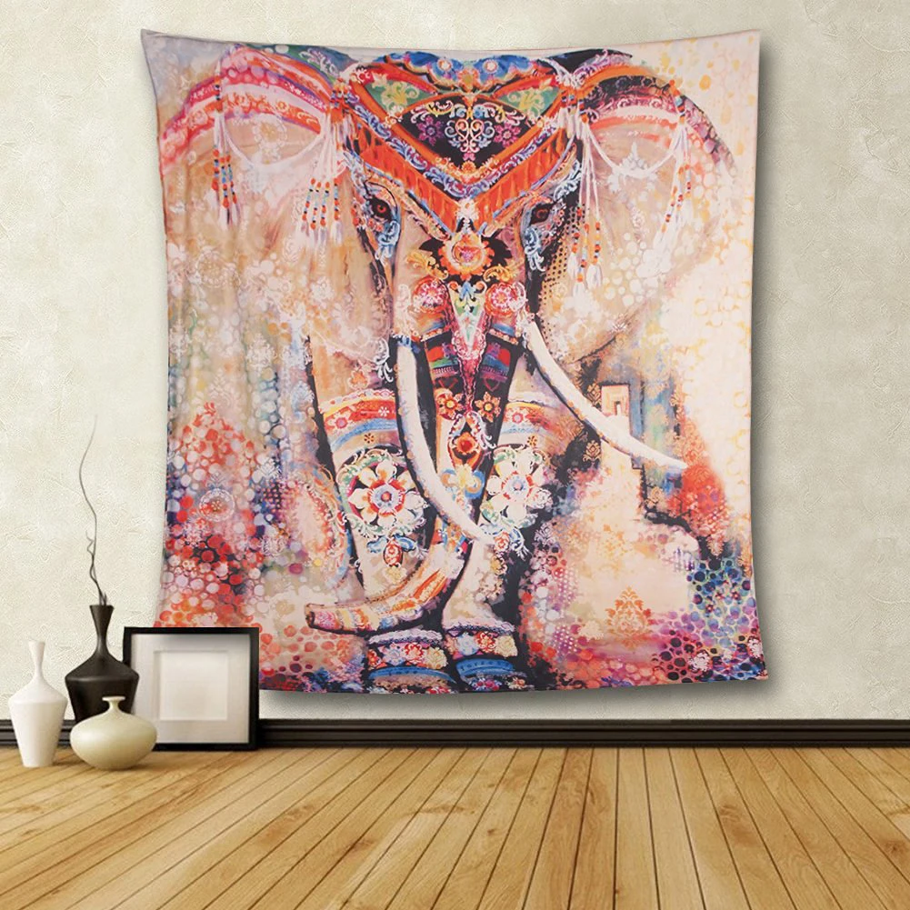 130/210x150 см гобелен со слоном, настенный, цветной, с принтом, для домашнего интерьера, богемная мандала, гобелен, декор в общежитии, Настенный Ковер - Цвет: A