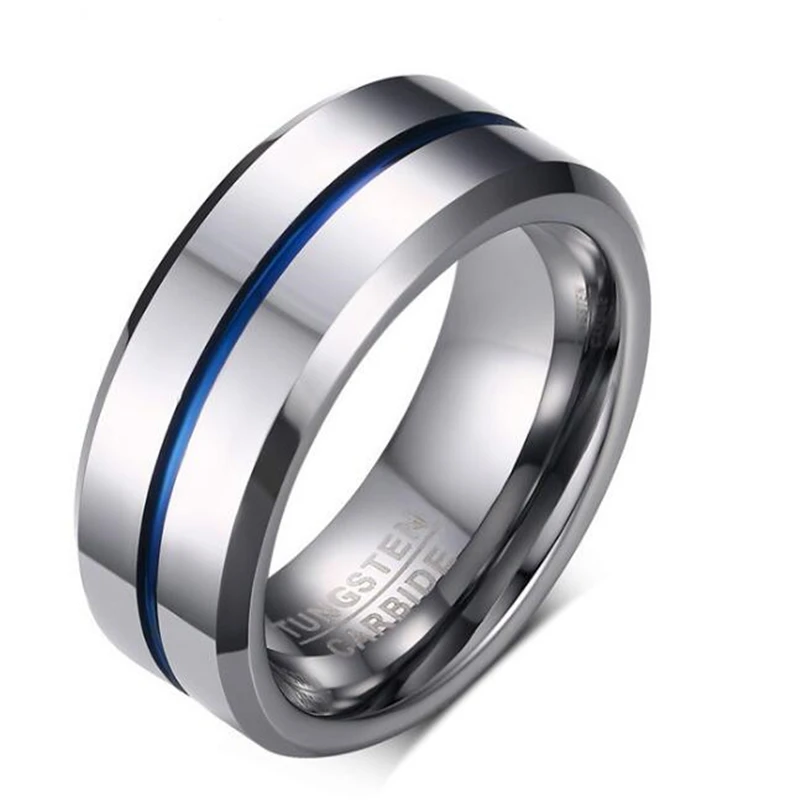 Fashion Silver Tungsten steel Ring Wedding Bands 8MM Tungsten Carbide