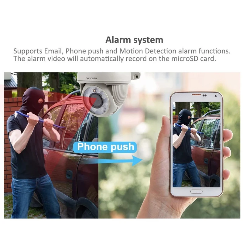 Sricam SP008B 720P Открытый IP Камера 5X Оптический зум Водонепроницаемый Wi-Fi Cam сигнал тревоги пуш-ап 2-полосная аудио Беспроводной купольная камера видеонаблюдения PTZ