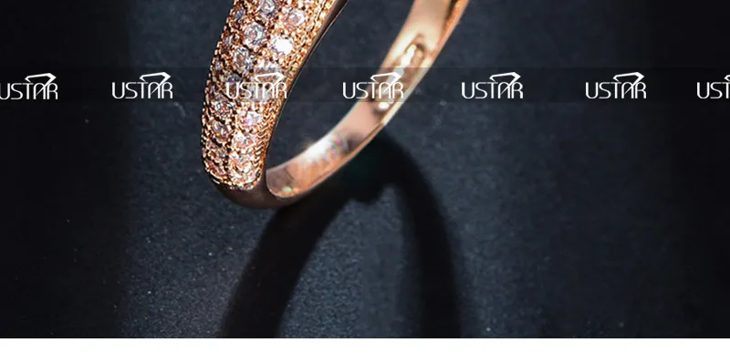 USTAR 1.25ct 7 мм AAA циркон обручальные кольца для женщин ювелирные изделия розовые золотистые Кристаллы Женские кольца для помолвки Anel высшего качества