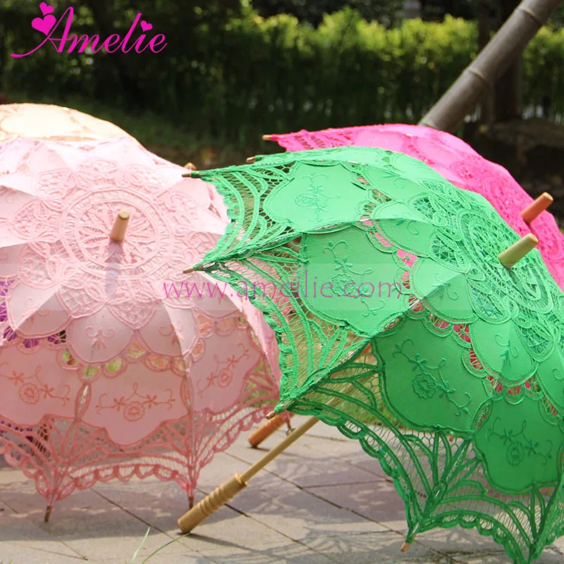 

Handmade 2017 Plain Assorted Colors Wedding Dress Umbrella Prop for Bride Party Favors Bride Umbrella Lace Parasol