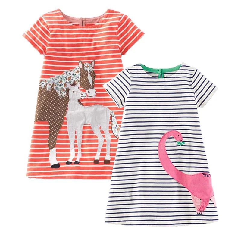 

2pcs Baby Girls Cotton Dress Princess Children Clothing Robe Fille Applique Kids Summer Tunic Jersey Dresses for Girls Clothes