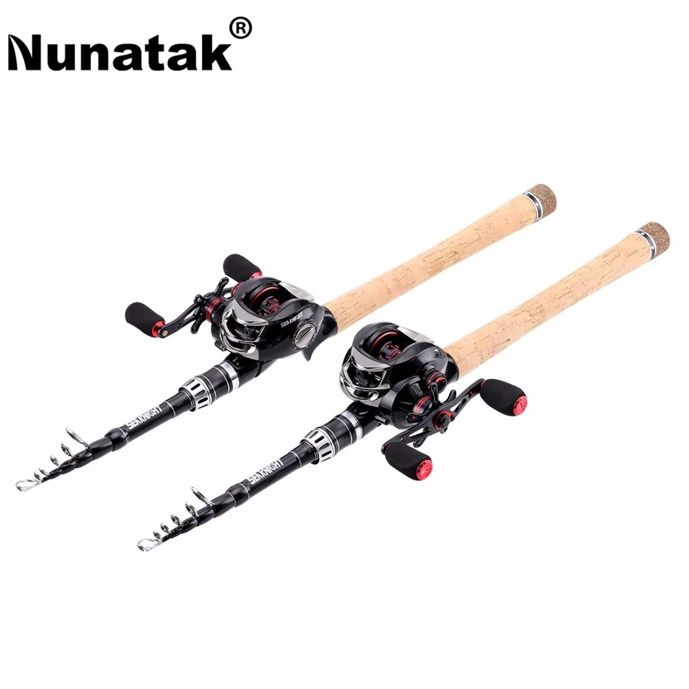 Nunatak Rods Reel Combo 2.1M Lure Travel Rod + 6.3:1/7.0:1 VIPER/HG 12BB Baitcasting Fishing Reel Centrifugal&Magnetic