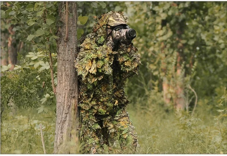 Outdoor Ghillie Suit Clothes Jungle Suit Wild Leafy Design Clothing Pants Hooded Jacket Men Women Kids