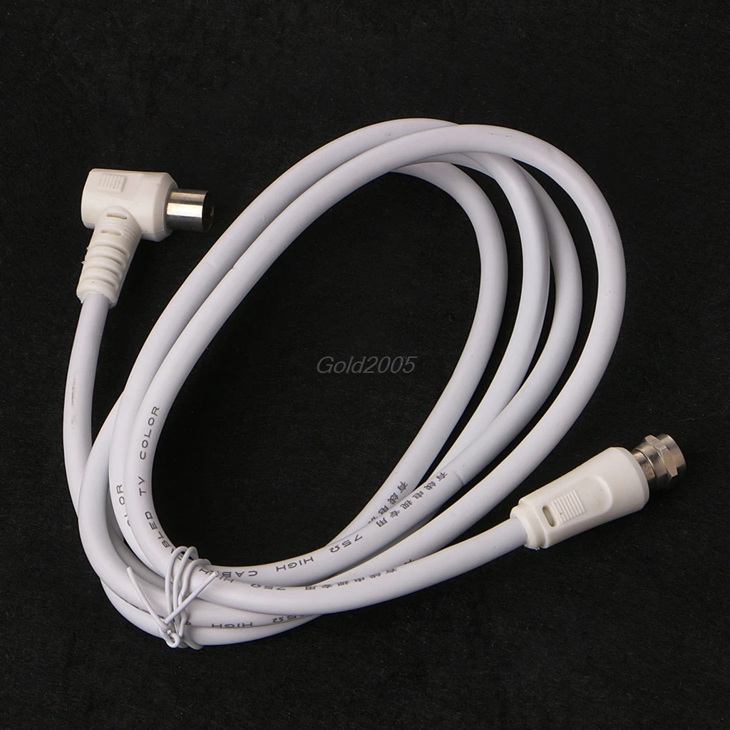 

9.5mm White 90 Degrees Male To F Type Male Coaxial TV Satellite Antenna Cable July1 Drop Ship