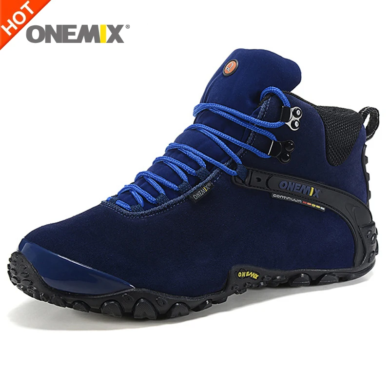 ONEMIX Winter Men Hiking Shoes Fur Lining Outdoor Shoes for Men Durable