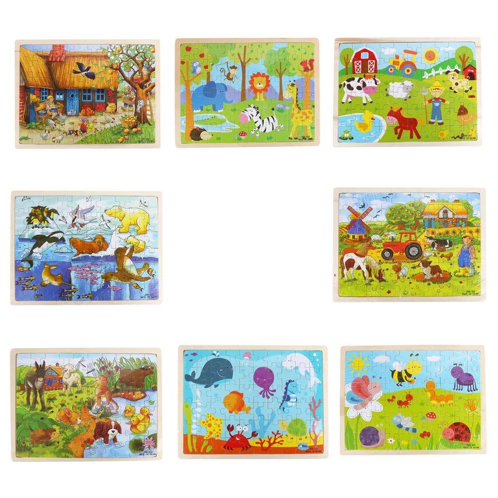24 шт. деревянная головоломка для детей игрушка мультфильм животных детские деревянные пазлы Развивающие обучающие игрушки для детей# YL1