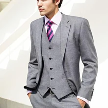 Высококачественные светло-серые свадебные костюмы жениха/костюм жениха смокинги для жениха(куртка+ брюки+ галстук+ жилет)/костюм для шафера/свадебные костюмы