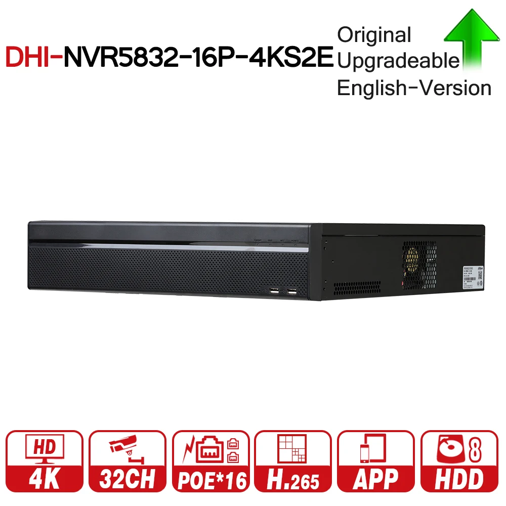 

DH NVR5832-16P-4KS2E 16 e-POE 800M MAX H.265 NVR 32Channel 2U 16PoE 4K&H.265 Pro Network Video Recorder For DH CCTV System
