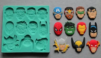

Silicone Mould SUPER HEROES 2 Sugarcraft Cake Decorating mold Fondant chocolate / fimo mold