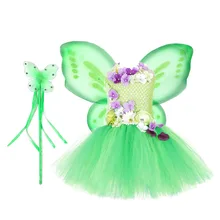 Новинка; детское платье-пачка для девочек с изображением Динь-Динь; костюмы Феи с цветами; детские белые платья принцессы; детская одежда для дня рождения