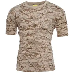 Для мужчин Военно-тактический камуфляж футболки летние шорты рукавом дышащий армейские футболки Homme футболки