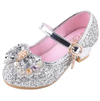 

Girl High Heels Pink Sandals Children's Red Pink Princess Shoes Sequin Students Dance Shoes Size 26-36 Kids Sandal