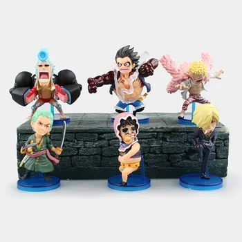 

8cm 6pcs/LOT Japanese anime figure Q version One piece Gear fourth Monkey D Luffy action figure set collectible model toys
