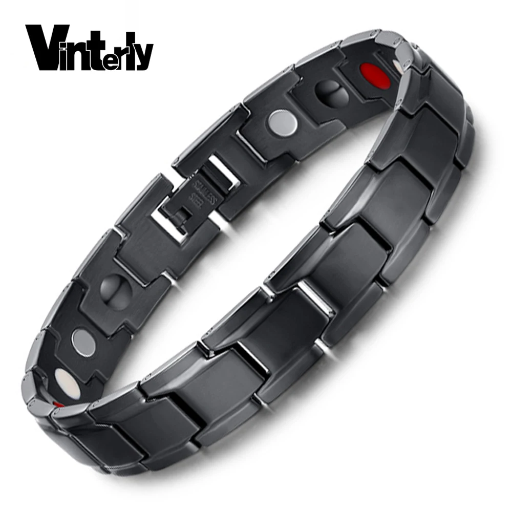 Vinterly Brand Design Fashion Health Energy Bracelet Bangle Men Black