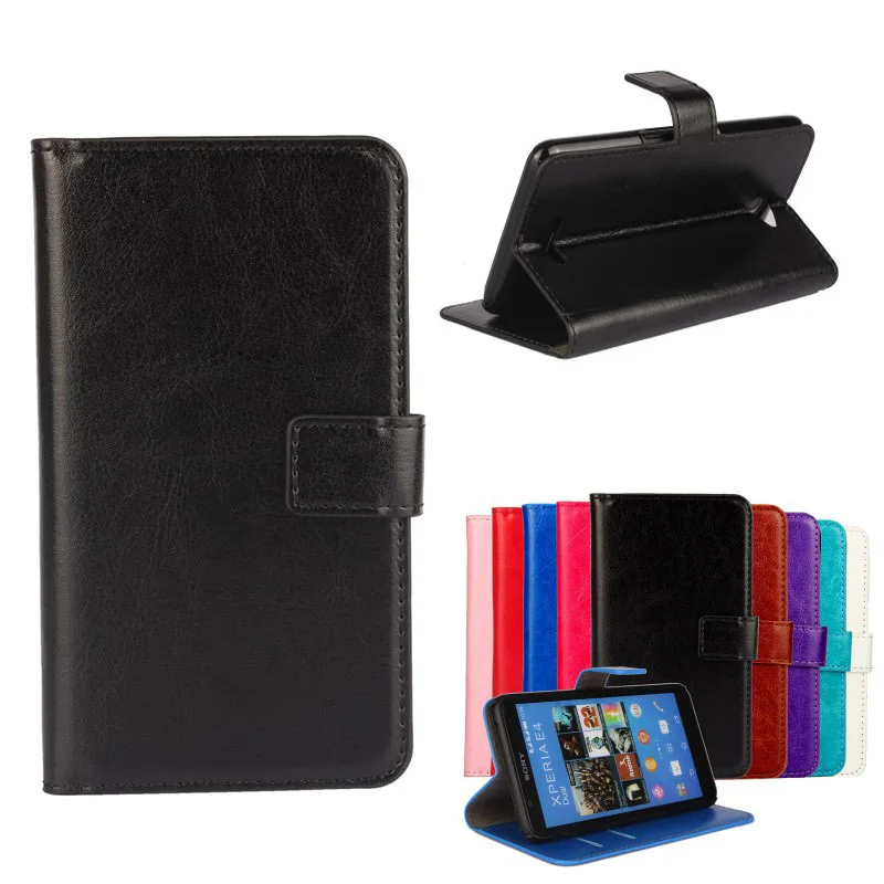For Sony Xperia E4 Case High Quality Fashion Design Holster Flip Crazy Horse PU Leather Cases