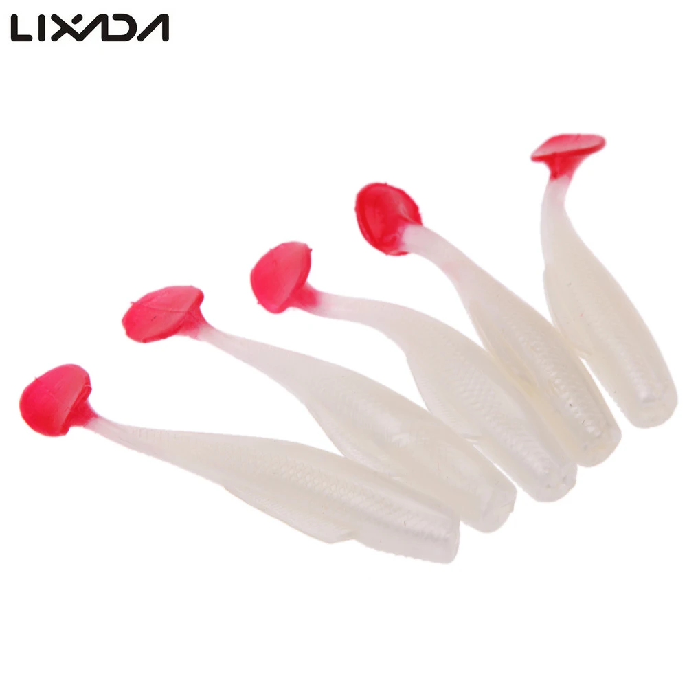 

Lixada 5Pcs/lot T Tail Soft Worm Fishing Lures Bait Fishing Tackle Pesca 4 Colors