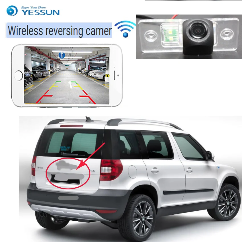 2 wireless Rear View Camera  For Skoda Yeti 2009~2013 CCD Backup Parking Camera 4LEDS Night Vision  License Plate camera backup