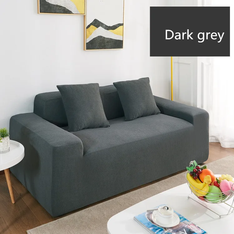 Флисовый чехол для дивана Универсальный Водонепроницаемый Чехол для дивана сплошной цвет эластичный чехол нескользящий полный Чехол для дивана - Цвет: dark grey