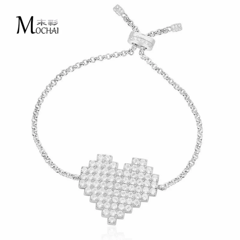 

European And American Bracelet Inlaid Zircon Heart Bracelet Adjustable Fashion Avant-Garde Temperament Female ZK40