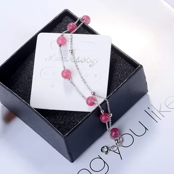 

XIYANIKE Hot Sale Natural Strawberry Crystal Simple Chain Double Layer Bracelet Sweet Style Fashion Statement Jewelry For Women